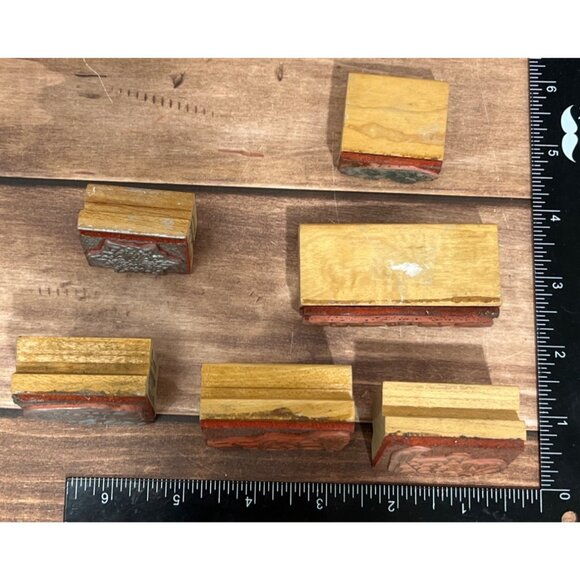 VINTAGE LOT OF 6 ARTISTIC IMPRESSIONS HOLIDAY WOOD MOUNT RUBBER STAMP WINDHAM NH - Picture 6 of 7